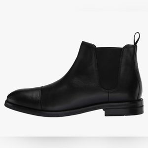 Cole Haan Black Leather Chelsea Boot with Cap Toe